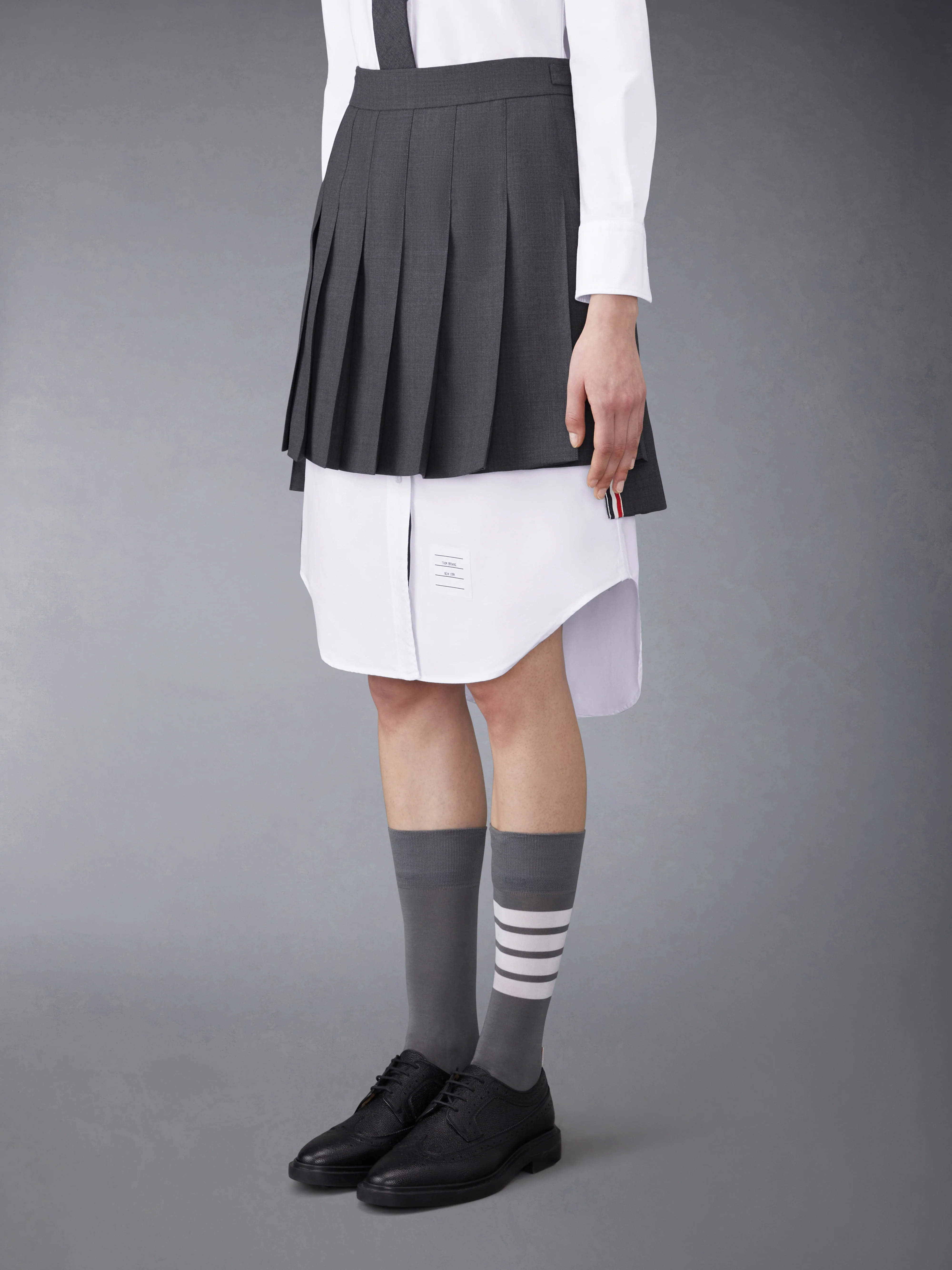 SUPER 120'S TWILL PLEATED MINI SKIRT - Image 2