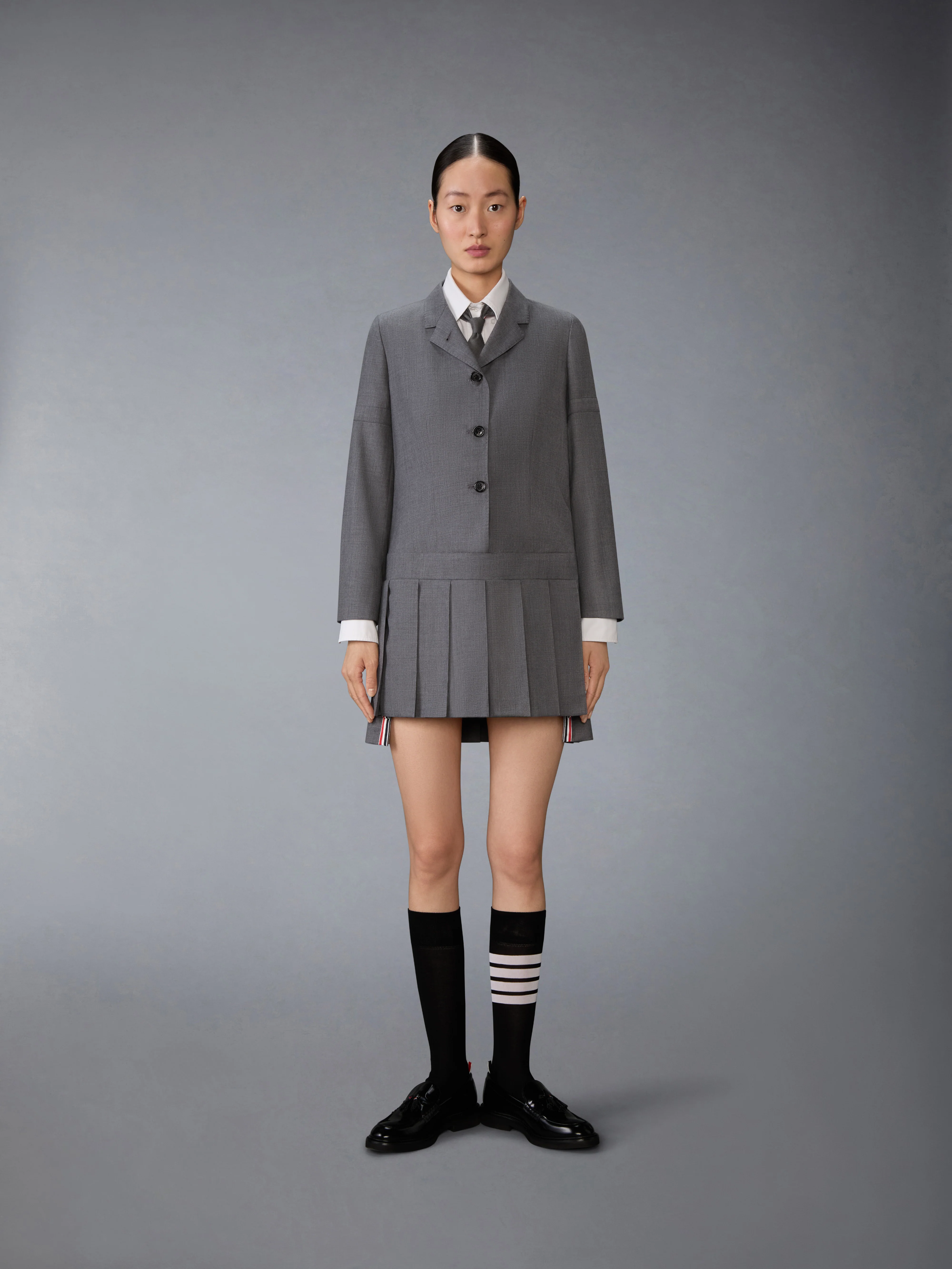 SUPER 120'S TWILL SPORTCOAT PLEATED MINI DRESS - Image 2