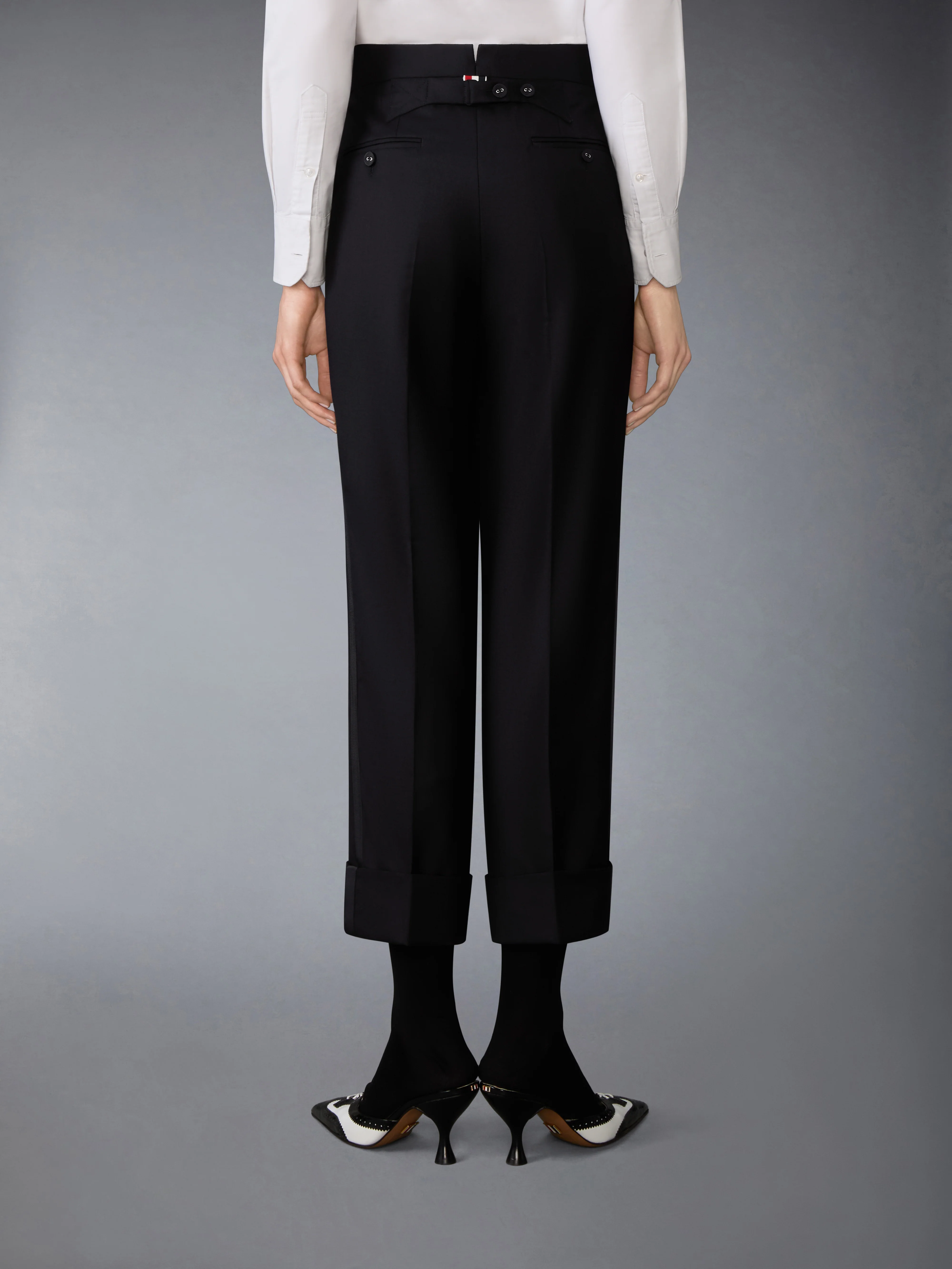 SUPER 120'S WOOL TWILL TUXEDO STRIPE TROUSER - Image 2