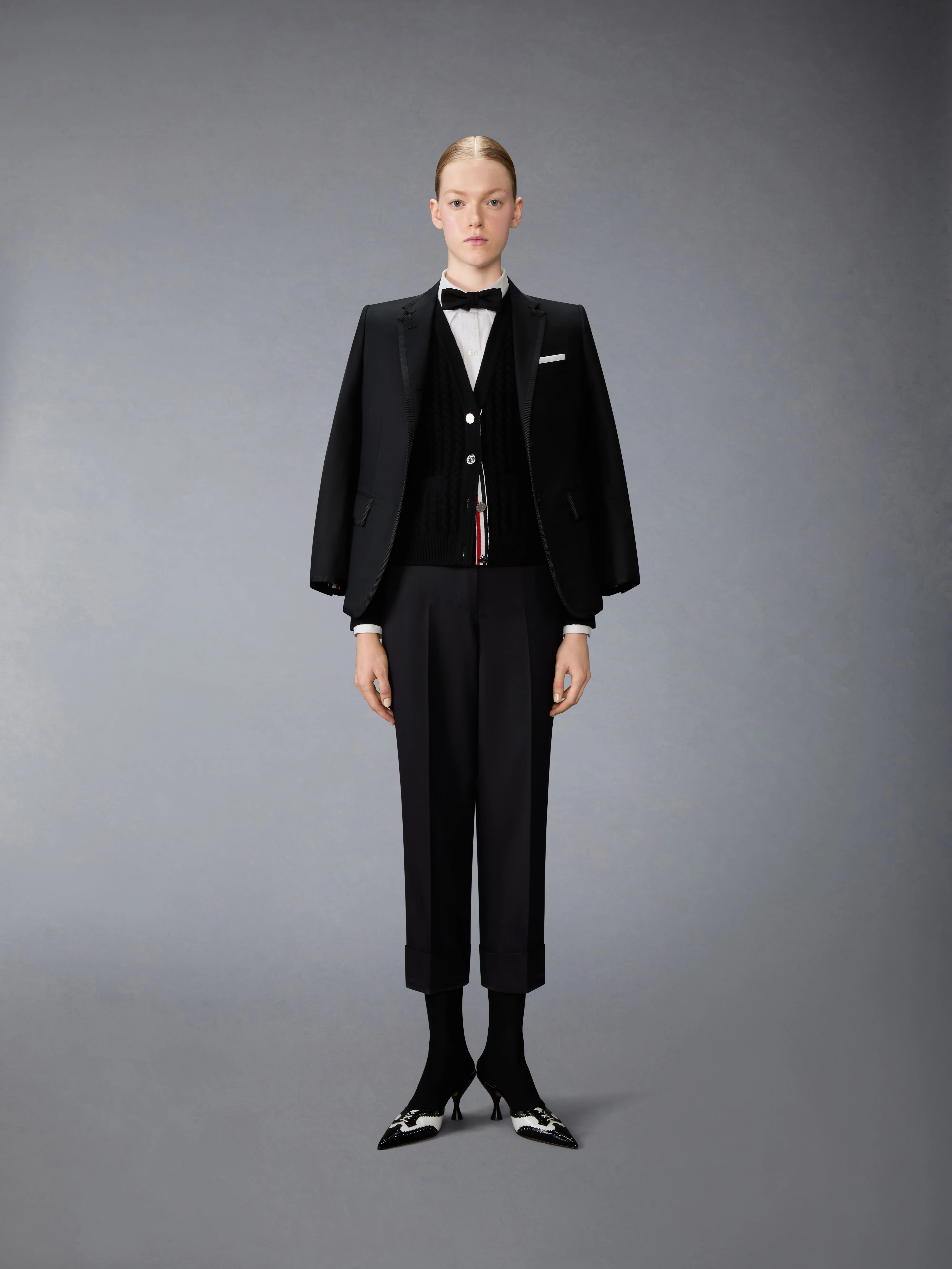 SUPER 120'S WOOL TWILL TUXEDO STRIPE TROUSER - Image 3