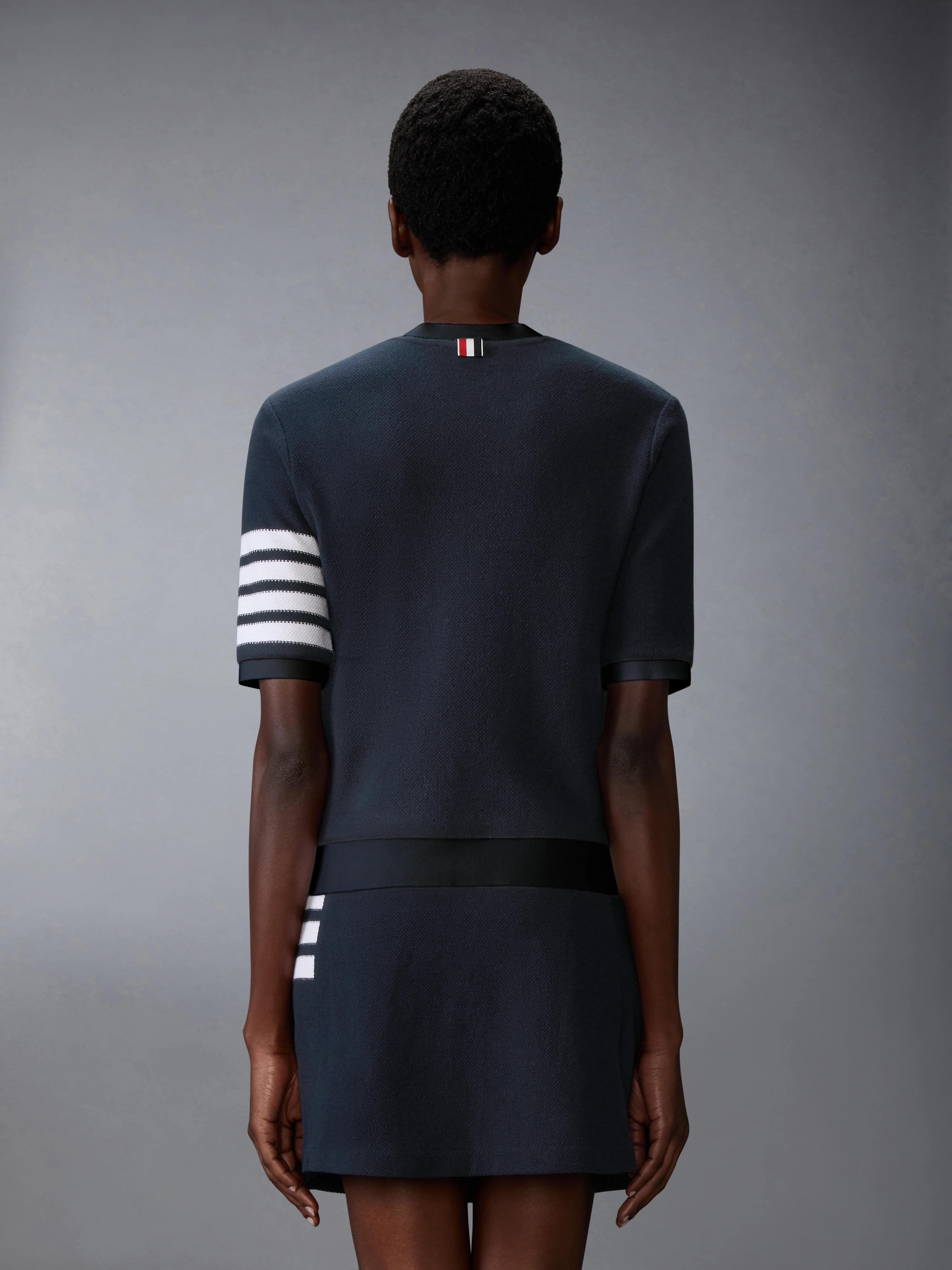 TEXTURED COTTON PIQUE 4-BAR TEE - Image 2