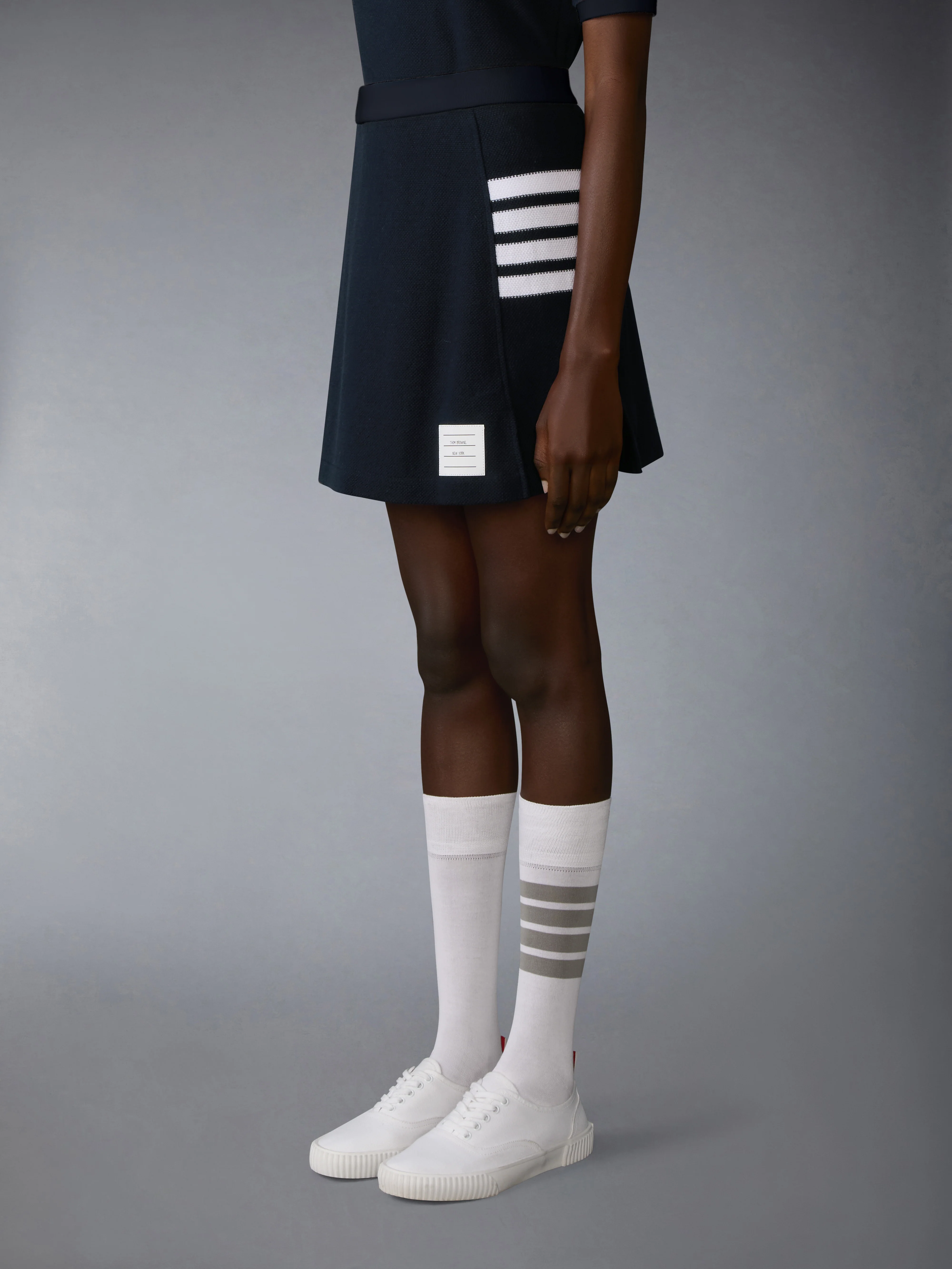 TEXTURED PIQUE 4-BAR BOX PLEAT MINI SKIRT - Image 2