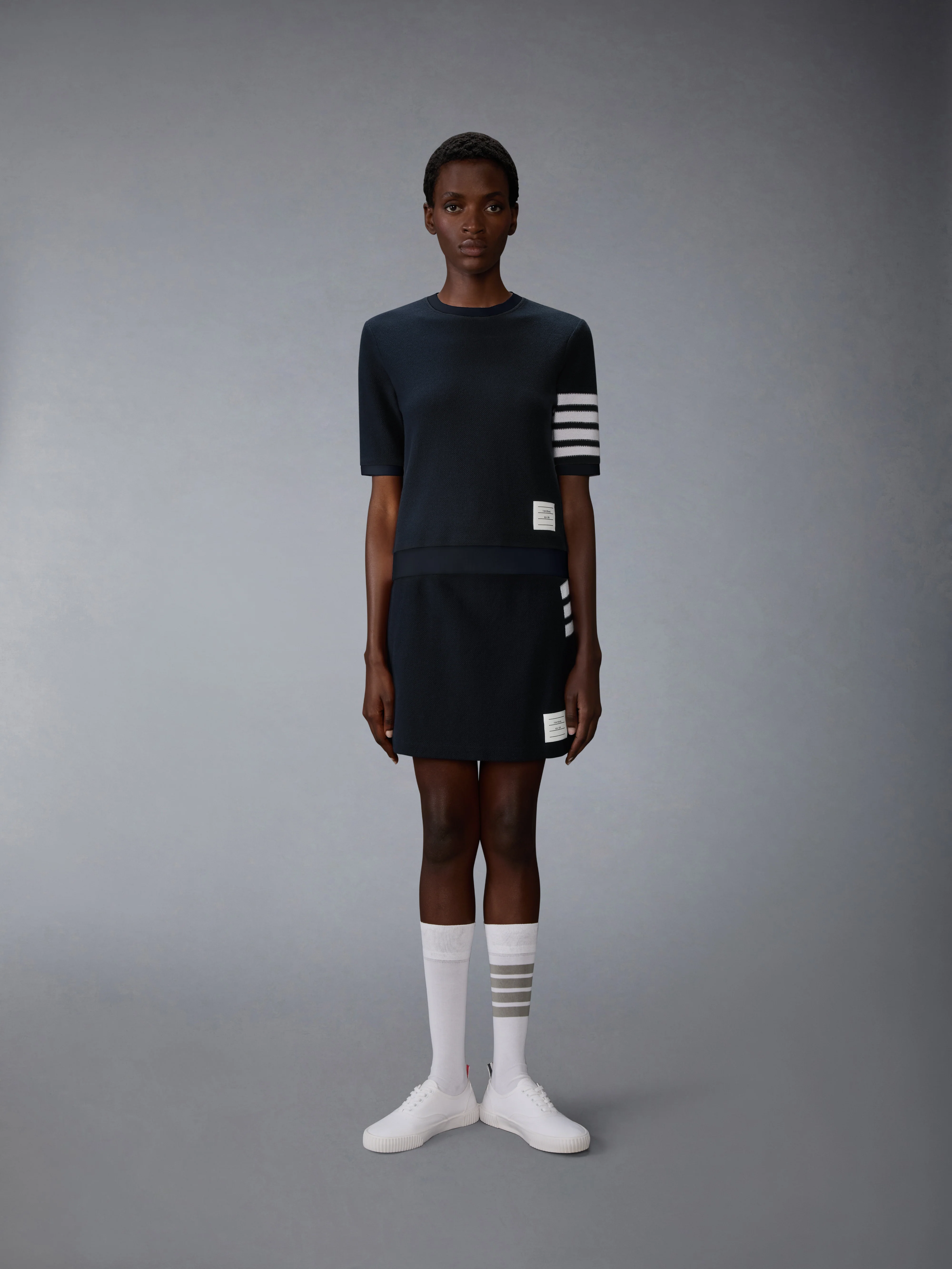 TEXTURED PIQUE 4-BAR BOX PLEAT MINI SKIRT - Image 4