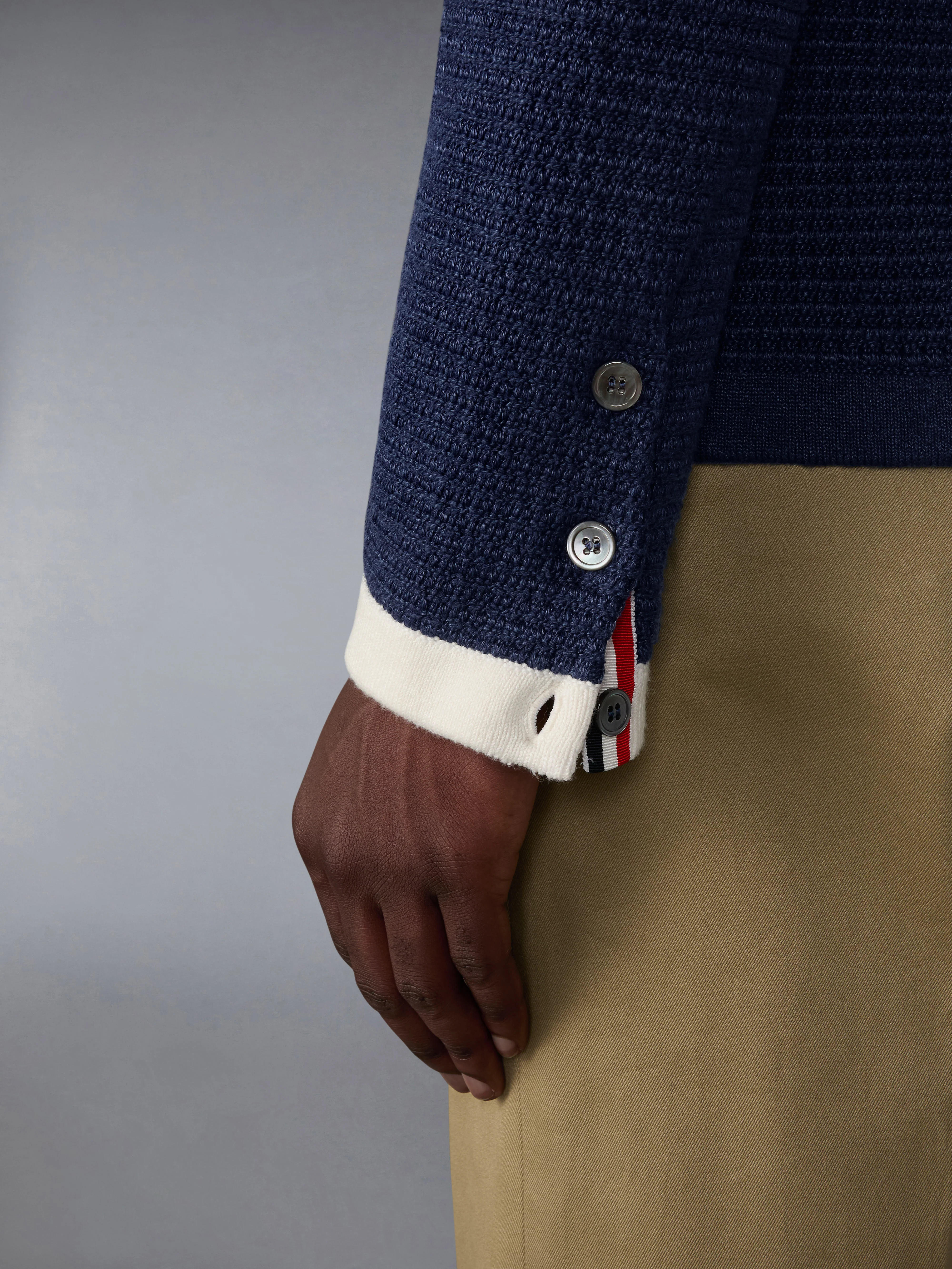 TEXTURED STITCH LINEN 4-BAR CARDIGAN JACKET - Image 5