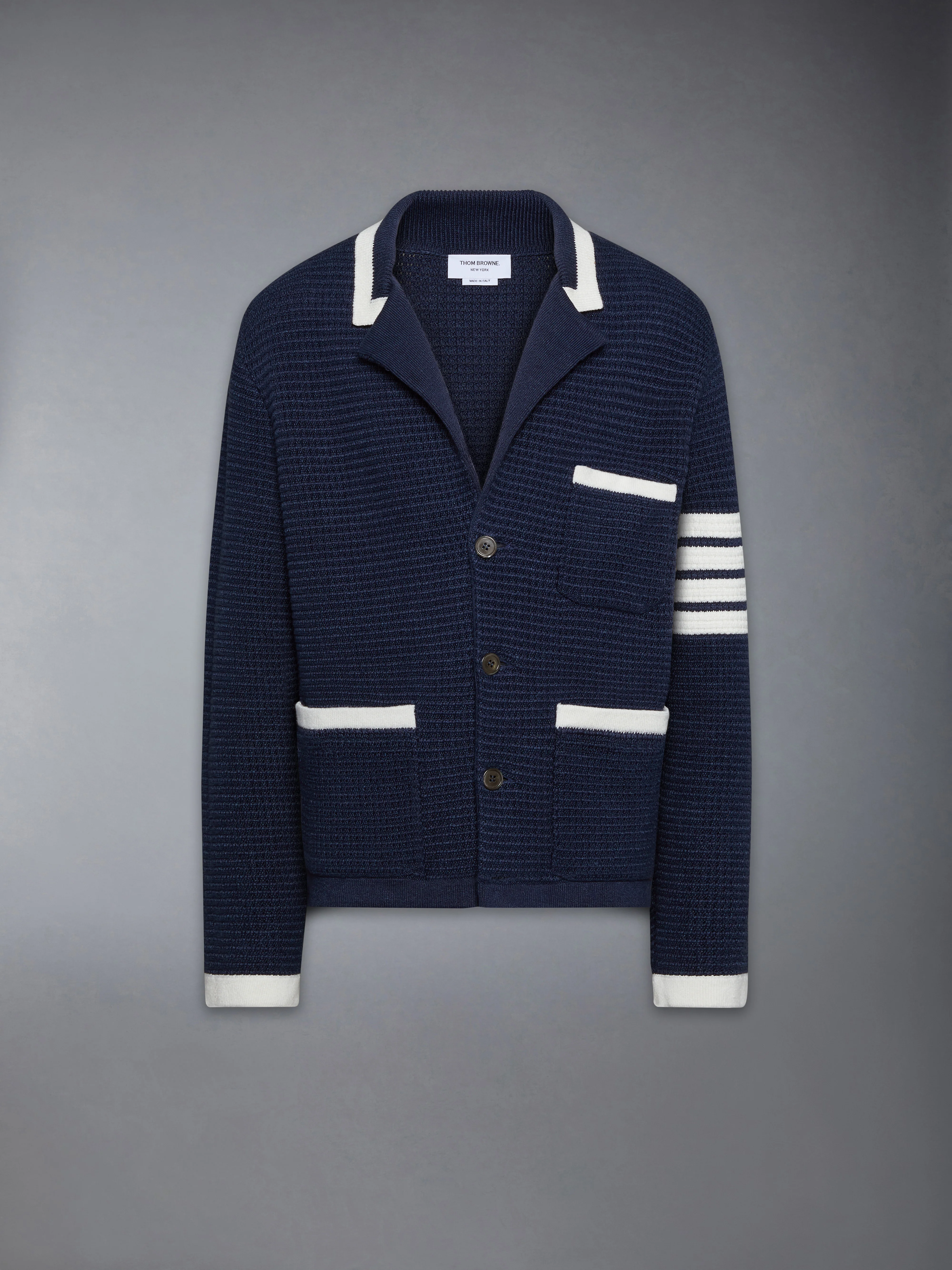 TEXTURED STITCH LINEN 4-BAR CARDIGAN JACKET - Image 6
