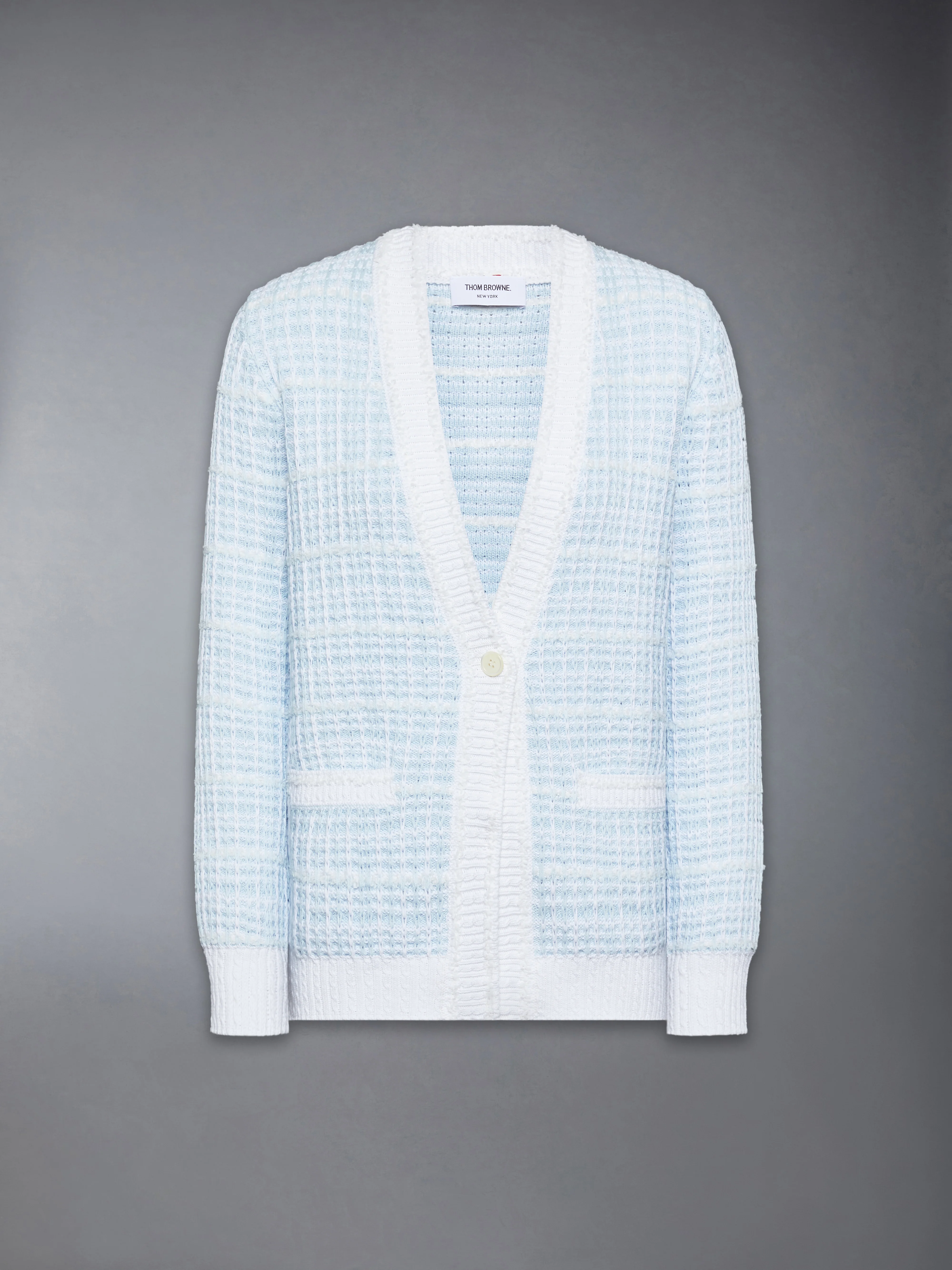TUCK STITCH TWEED ELONGATED V-NECK CARDIGAN - Image 6