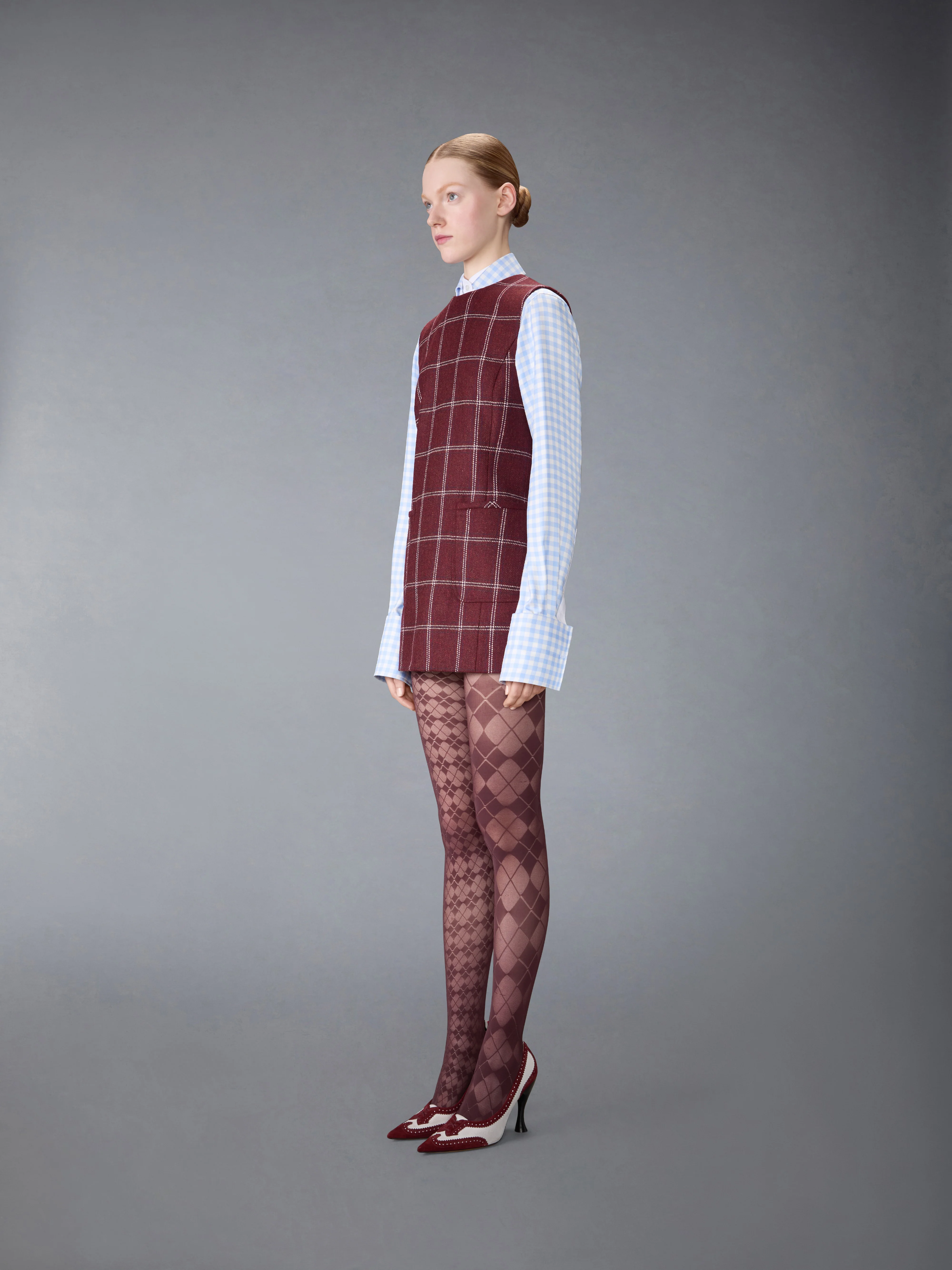 WINDOWPANE HUNTING TWEED MINI PENCIL DRESS - Image 2