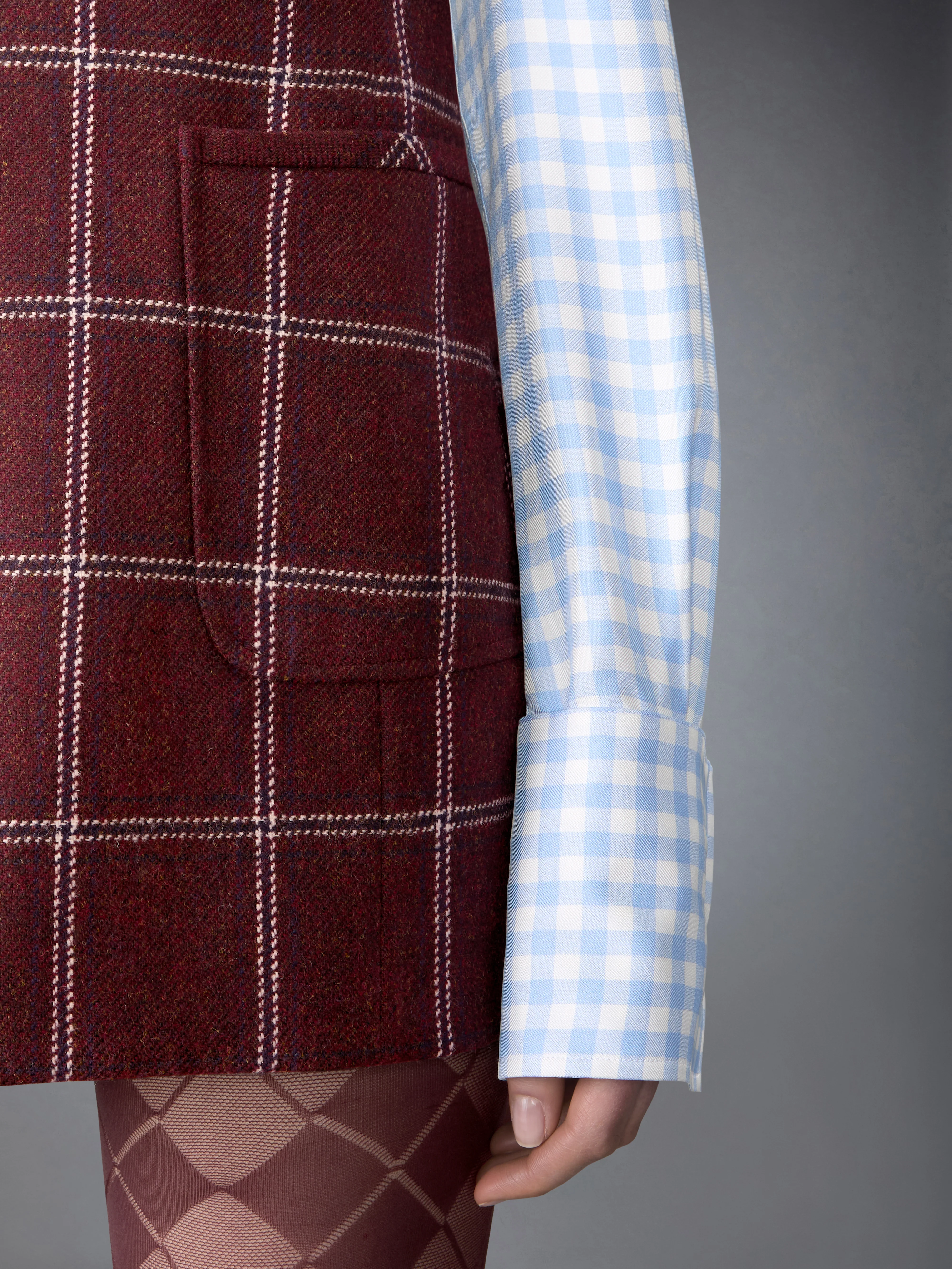 WINDOWPANE HUNTING TWEED MINI PENCIL DRESS - Image 5