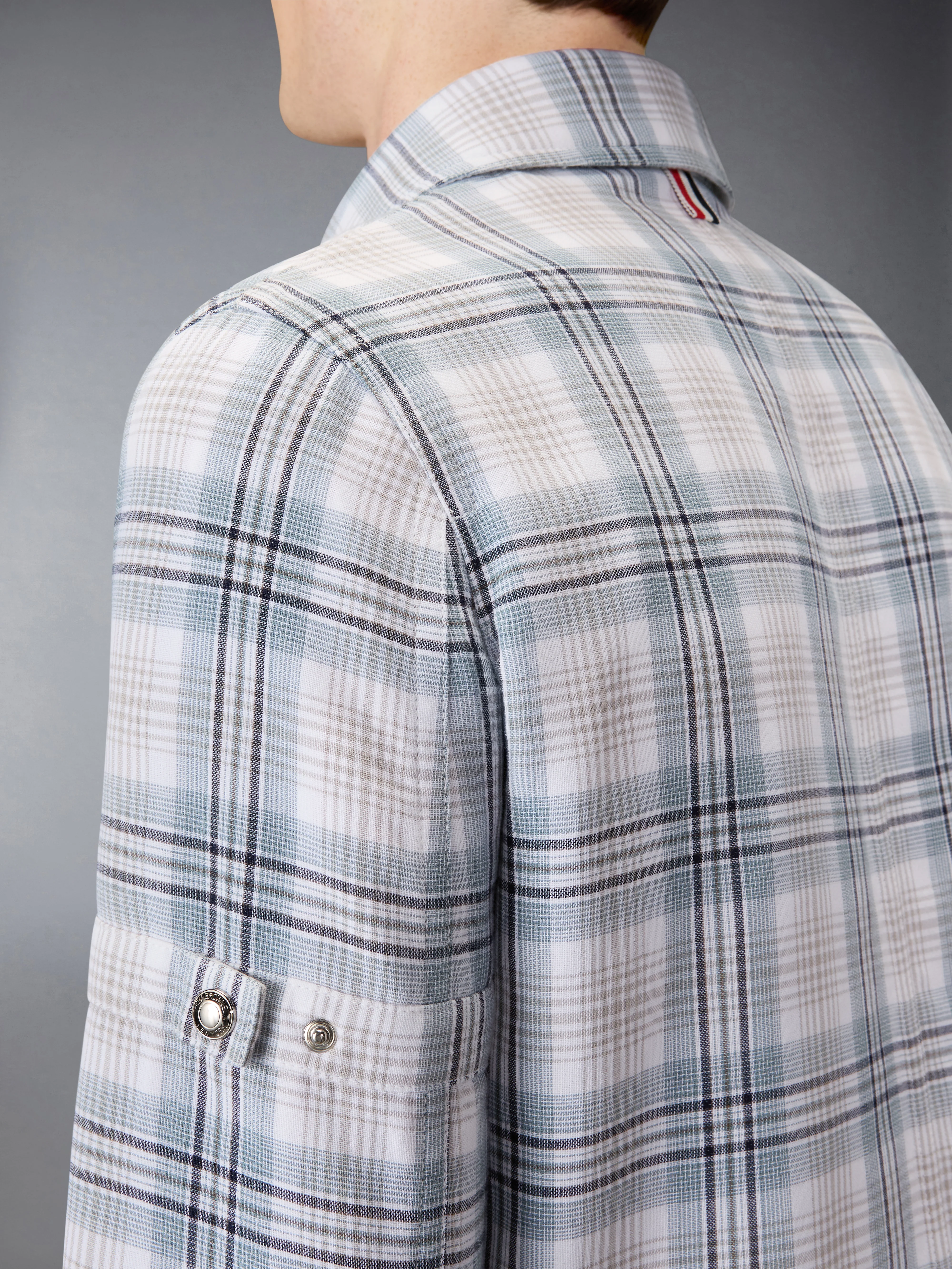 WINDOWPANE PLAID ARMBAND UTILITY JACKET - Image 4