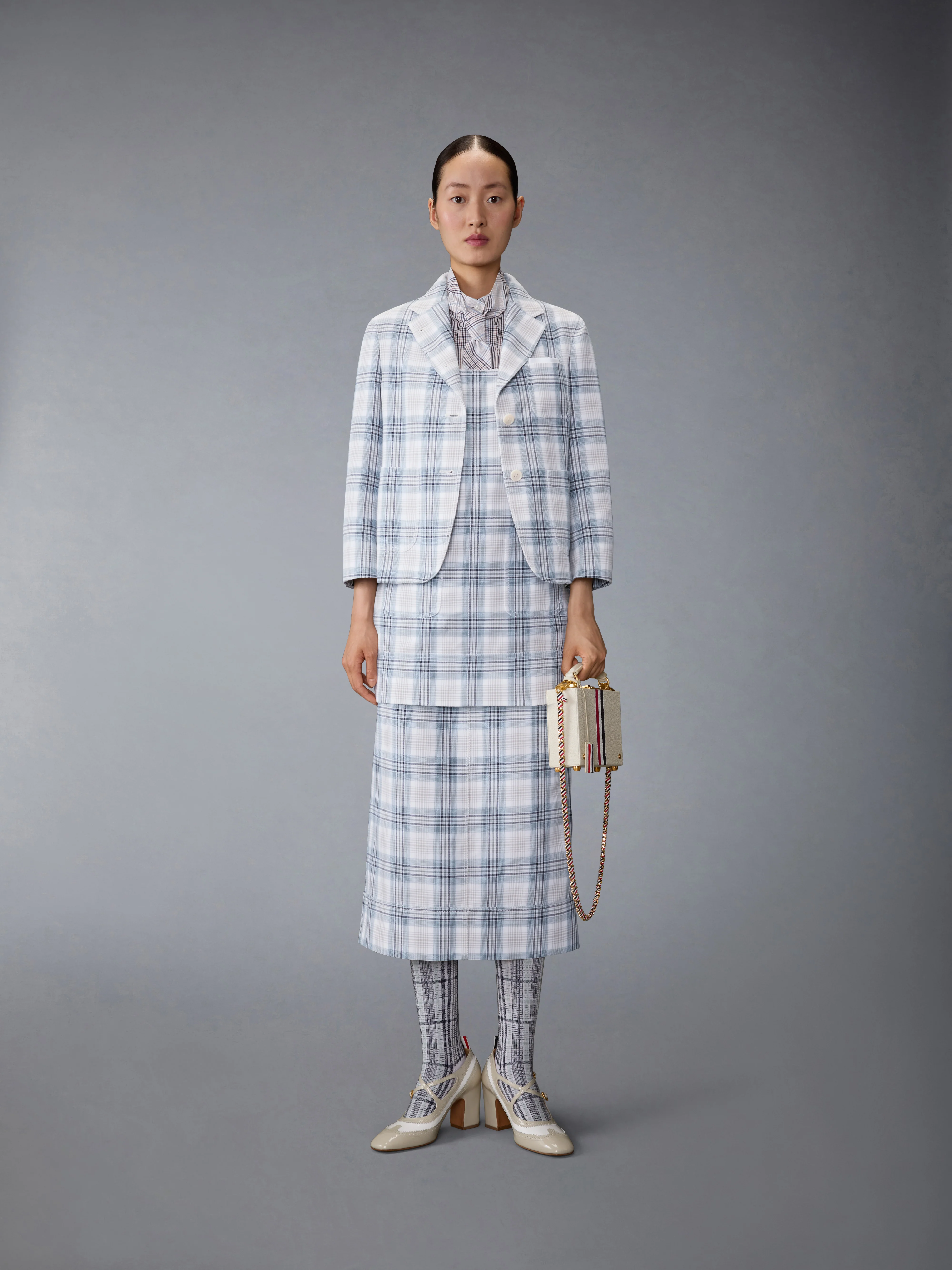 WINDOWPANE PLAID BELTLOOP SACK SKIRT - Image 4