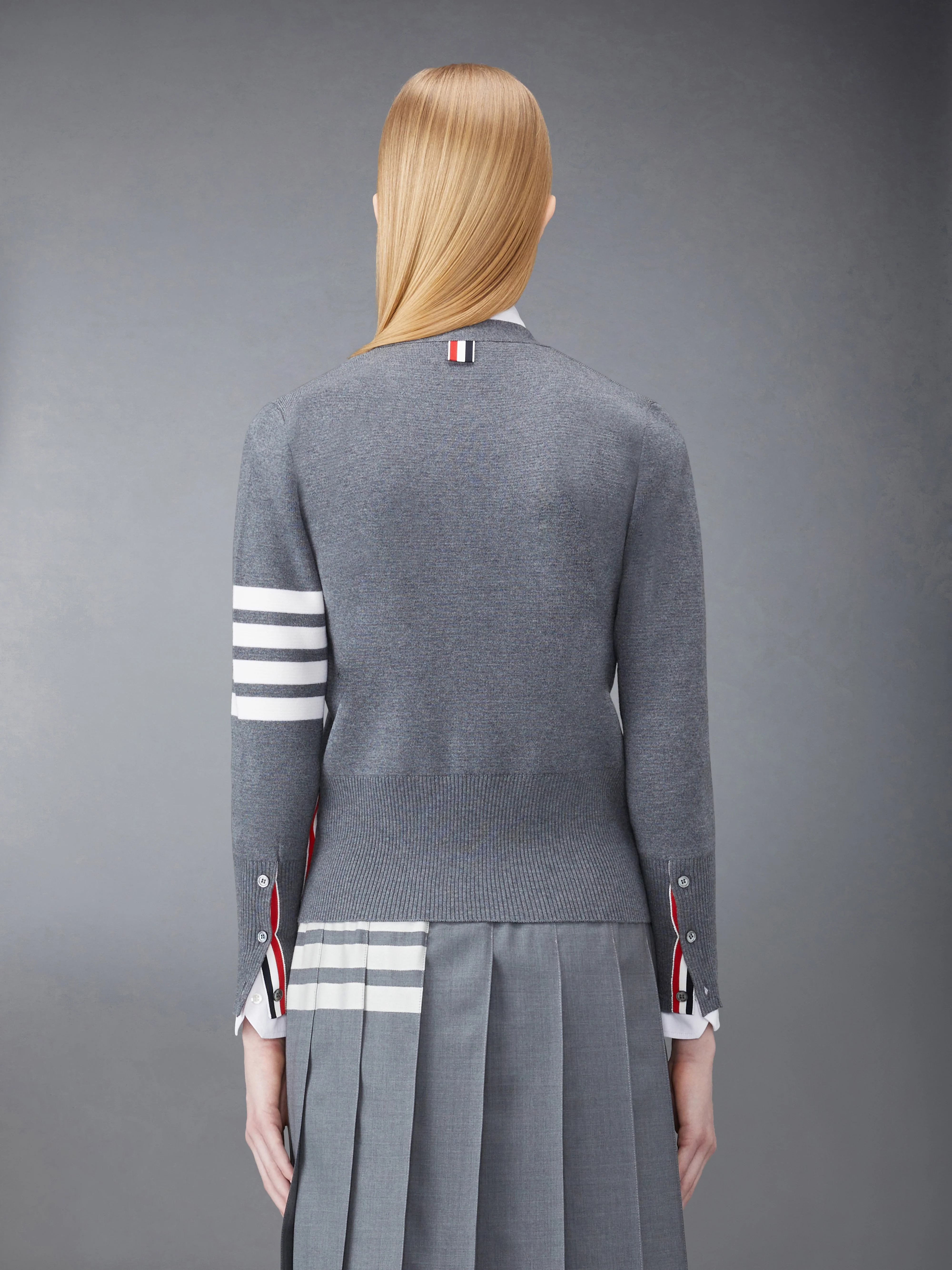 WOOL 4-BAR V-NECK CARDIGAN - Image 2