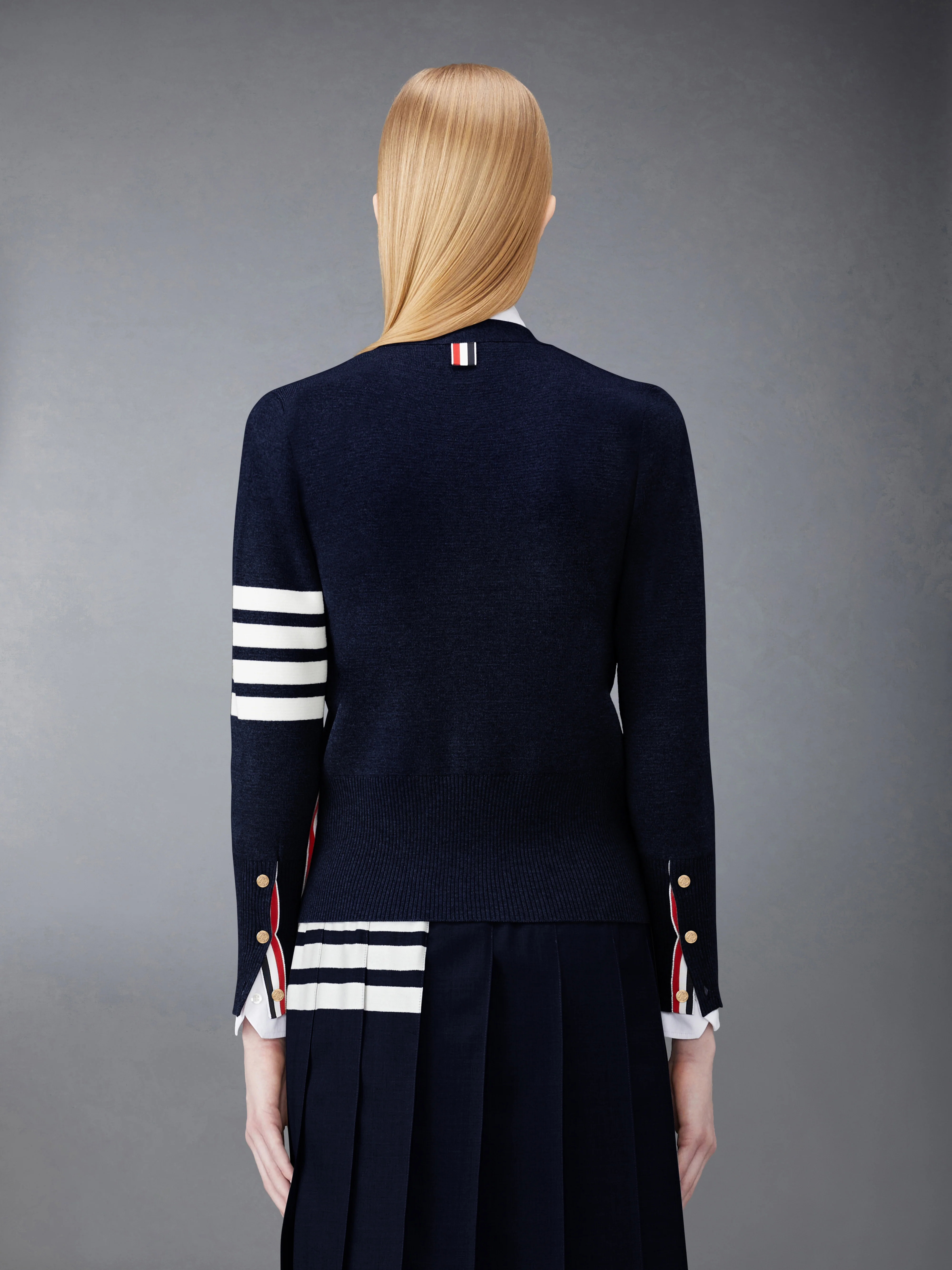 WOOL 4-BAR V-NECK CARDIGAN - Image 2