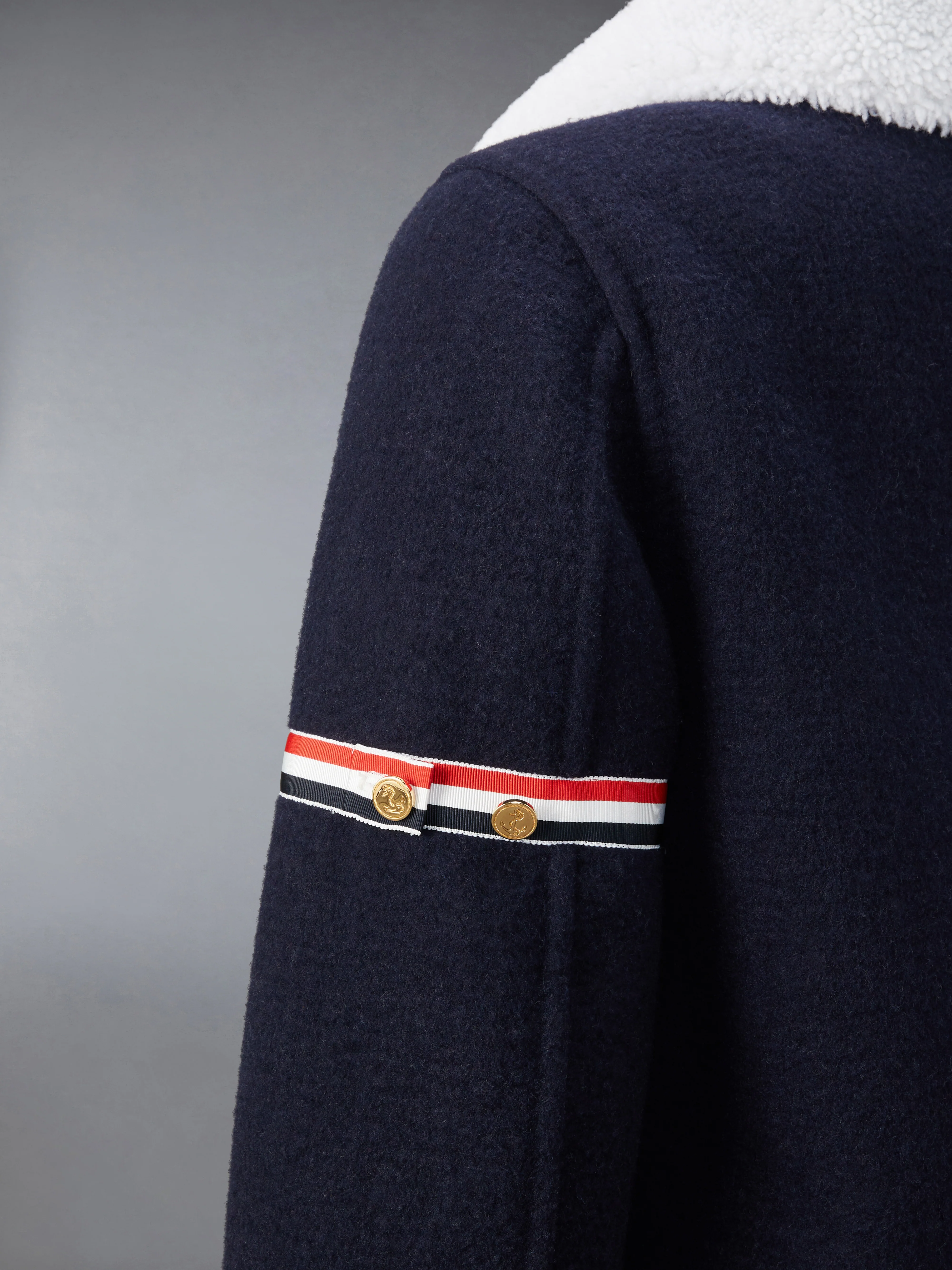 WOOL CASHMERE ARMBAND BELL SLEEVE JACKET WITH SHEARLING COLLAR - Image 7