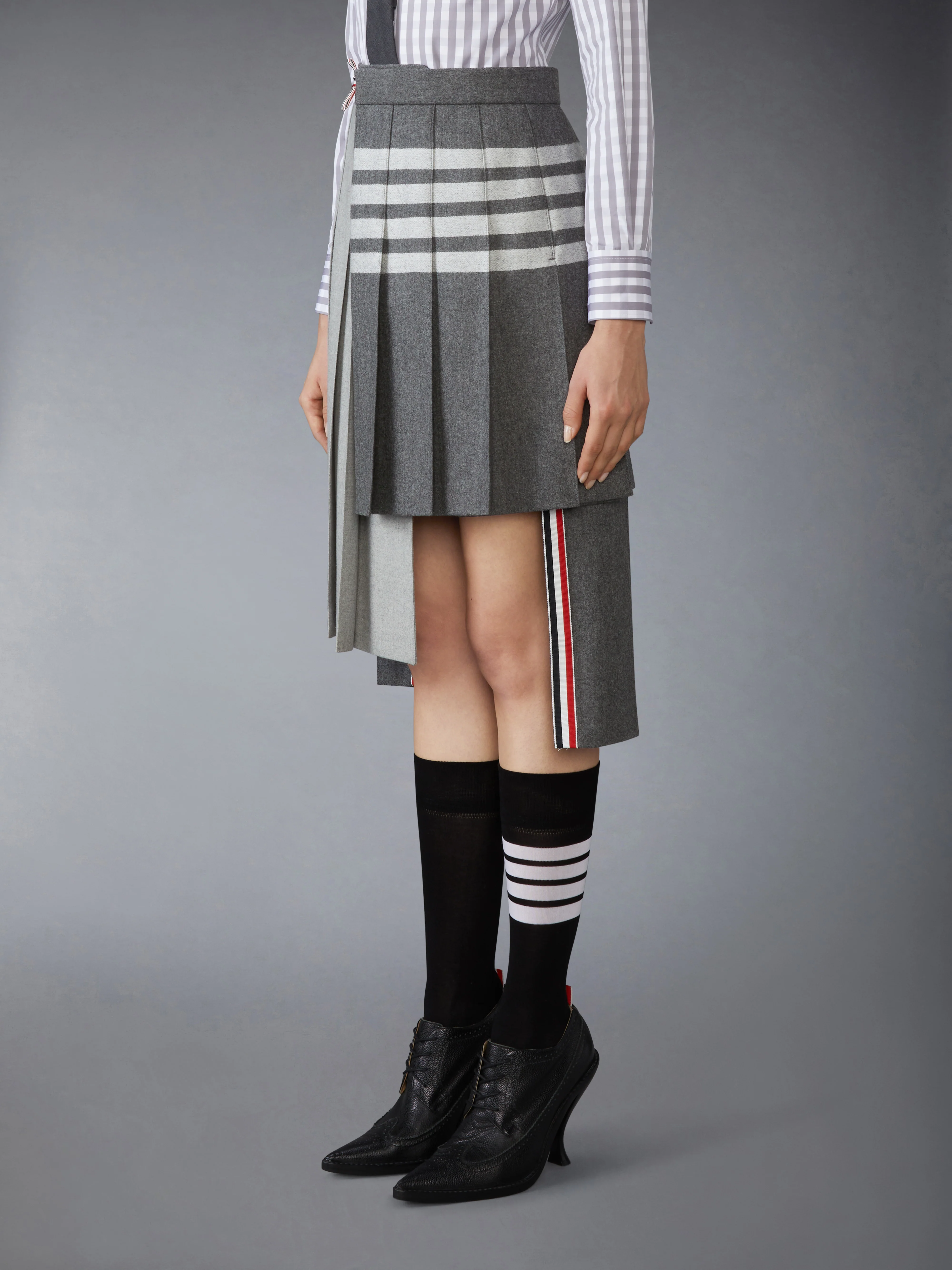 WOOL FLANNEL 4-BAR PLEATED SKIRT - Image 2