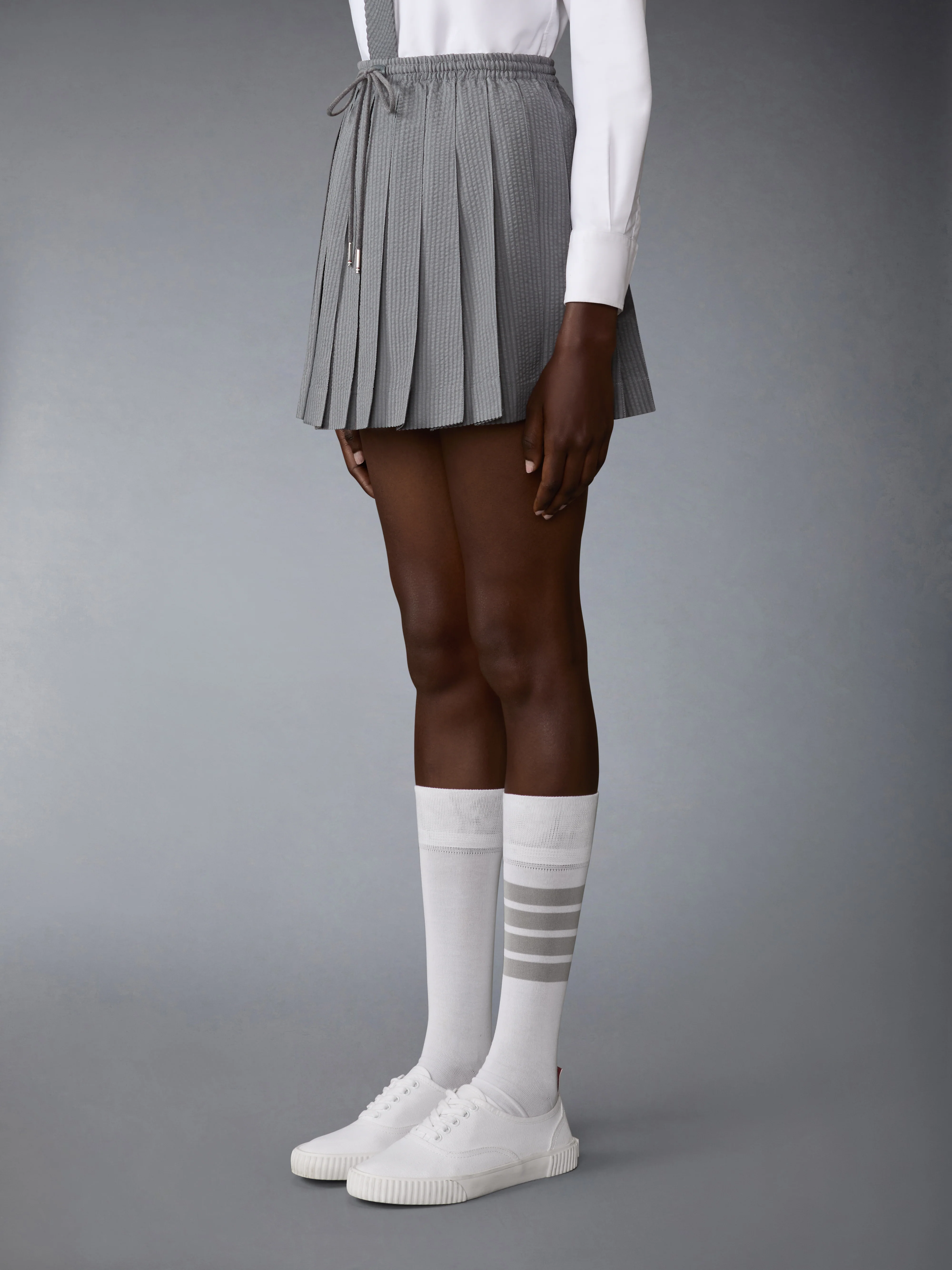 WOOL SEERSUCKER DRAWSTRING PLEATED MINI SKIRT - Image 2