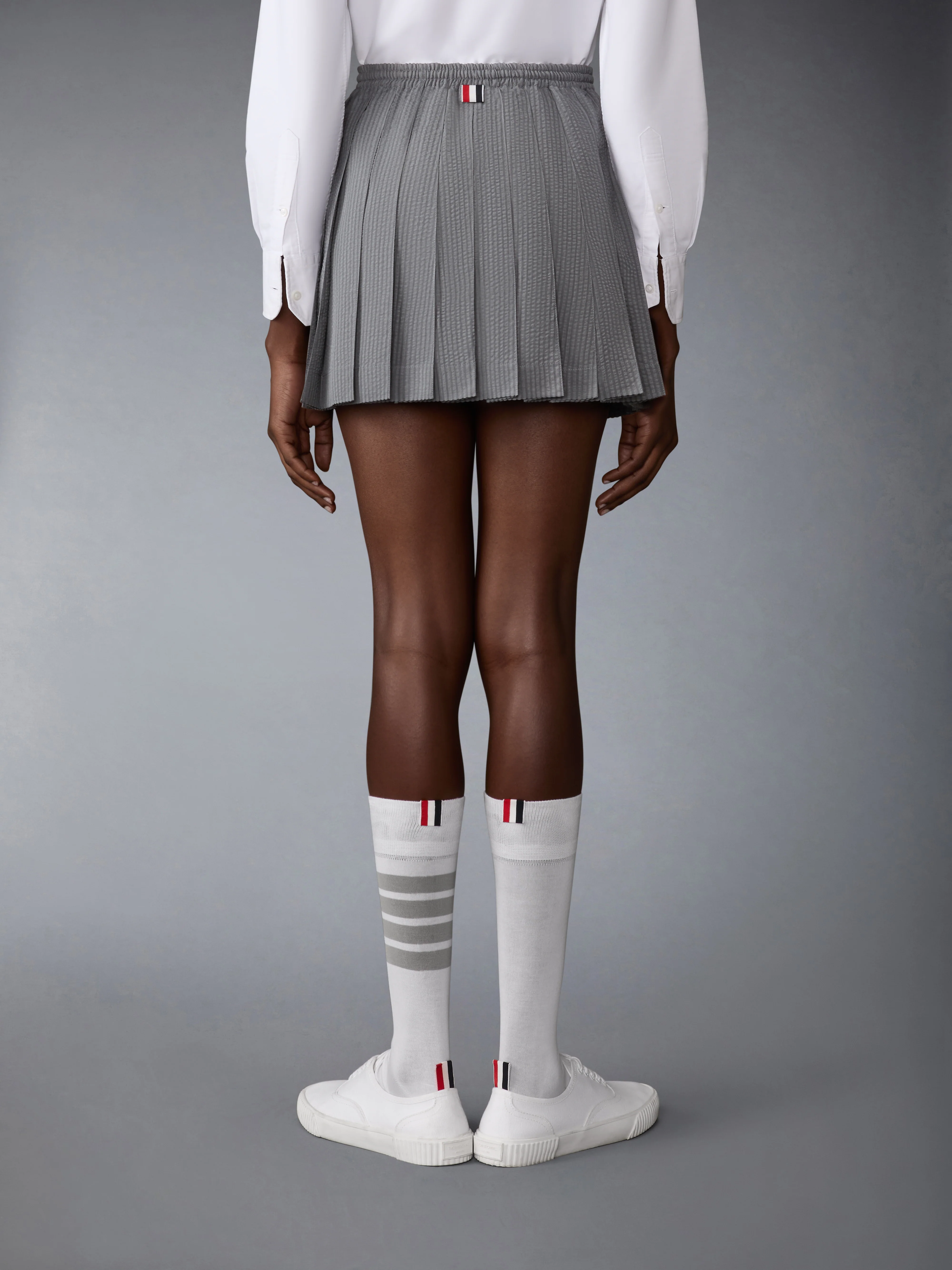 WOOL SEERSUCKER DRAWSTRING PLEATED MINI SKIRT - Image 3