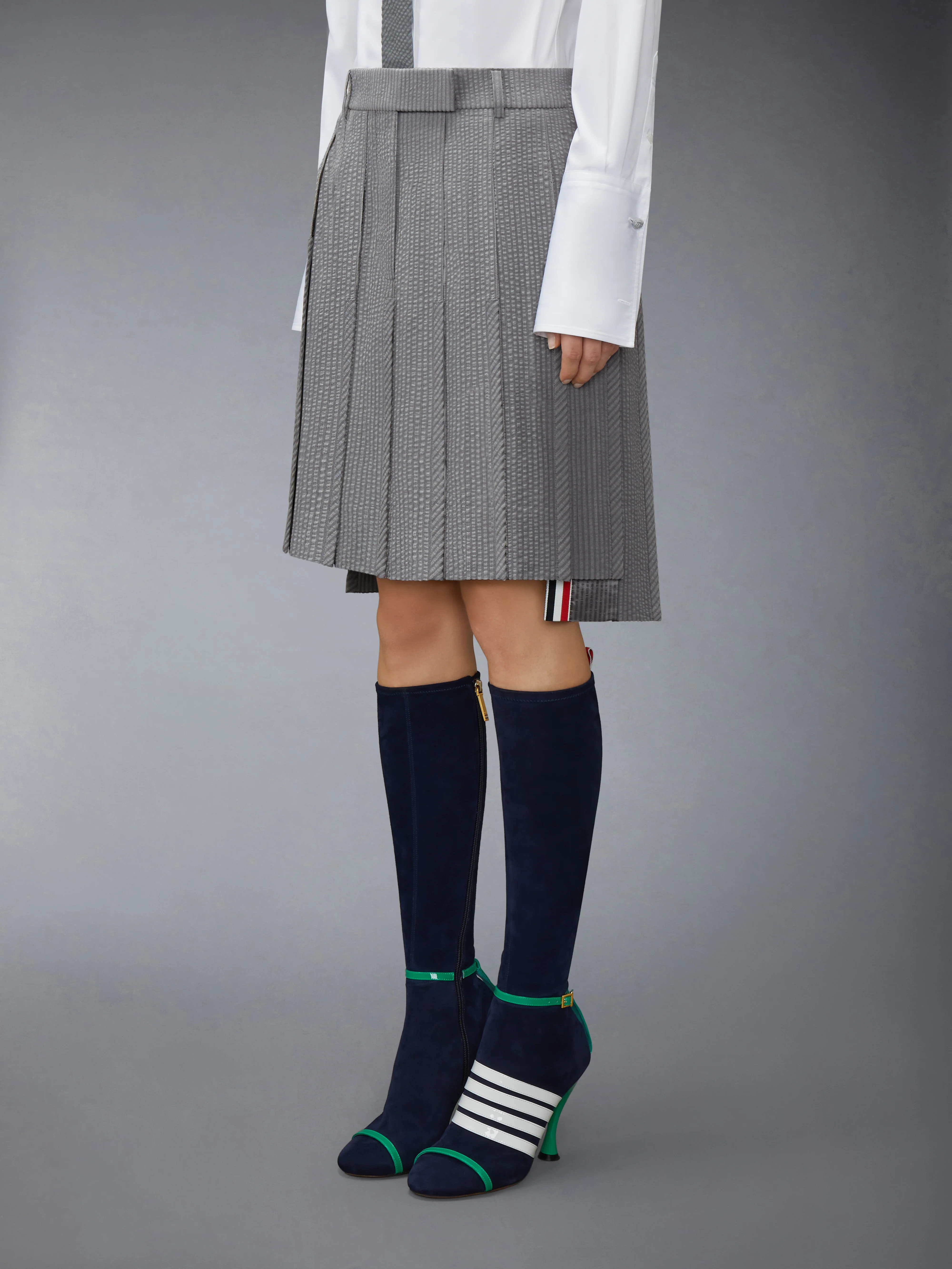 WOOL SEERSUCKER PLEATED LOW RISE PLEATED SKIRT - Image 2