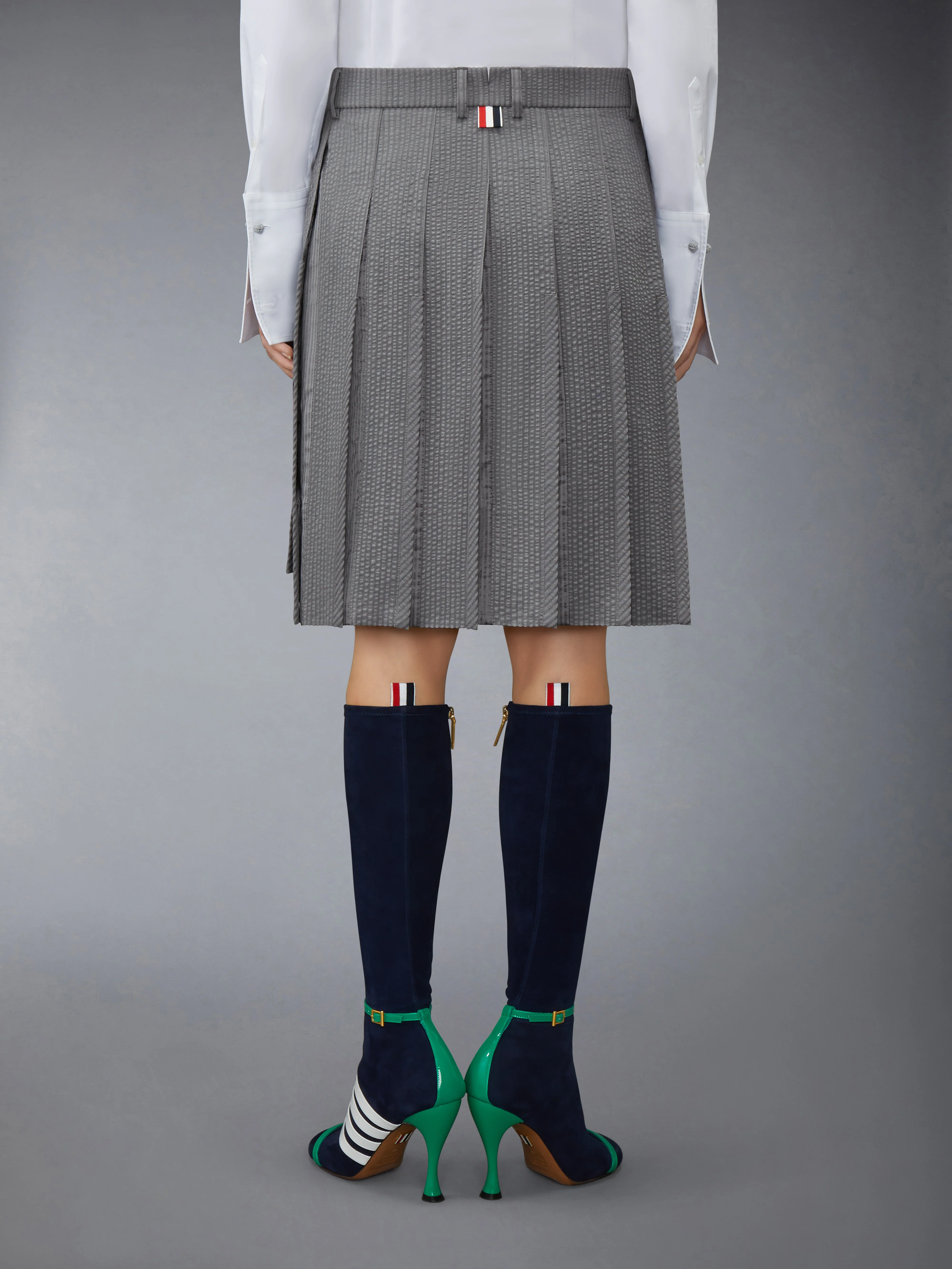 WOOL SEERSUCKER PLEATED LOW RISE PLEATED SKIRT - Image 3