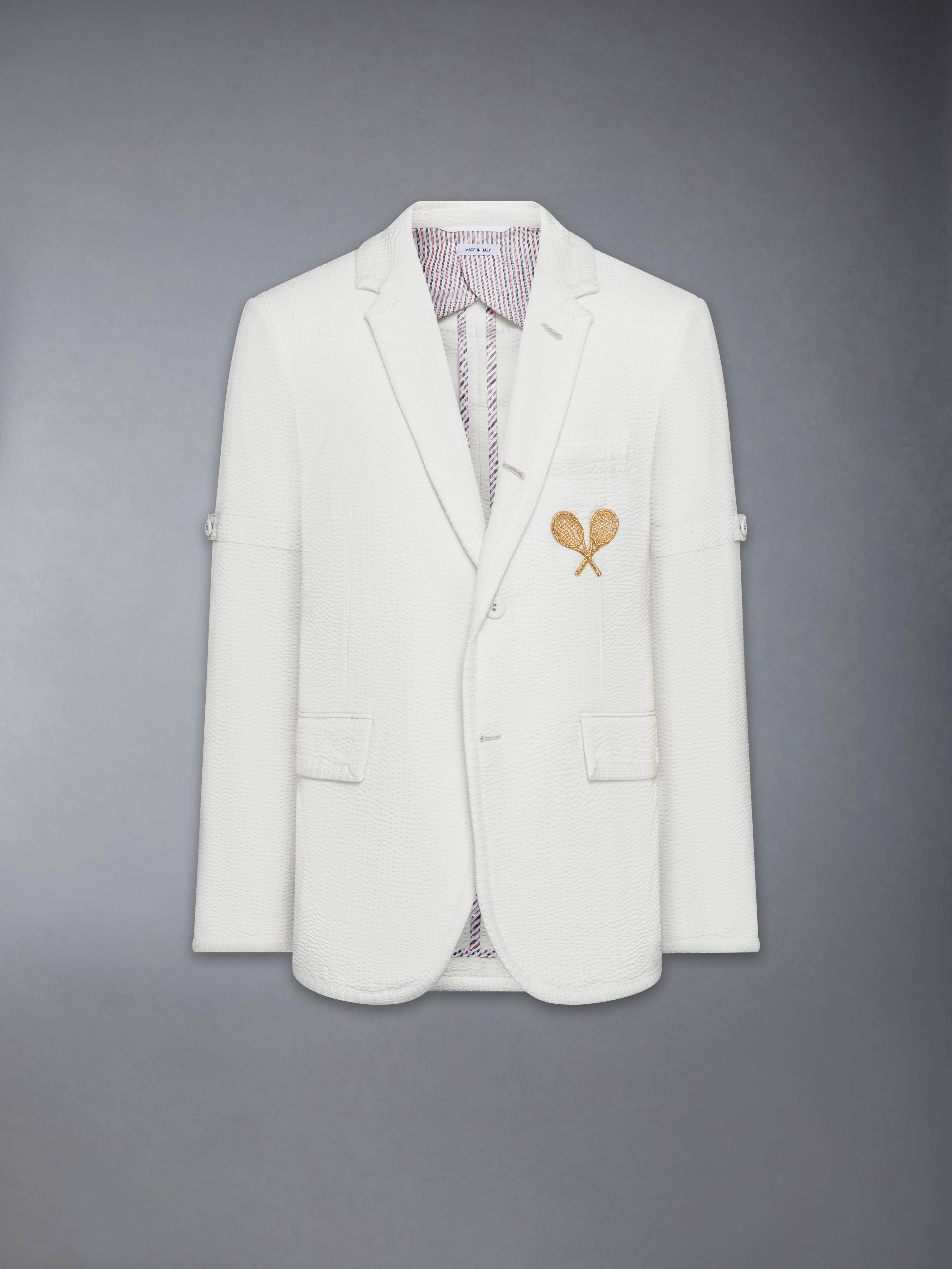 WOOL SEERSUCKER TENNIS EMBROIDERY ARMBAND SPORTCOAT - Image 7