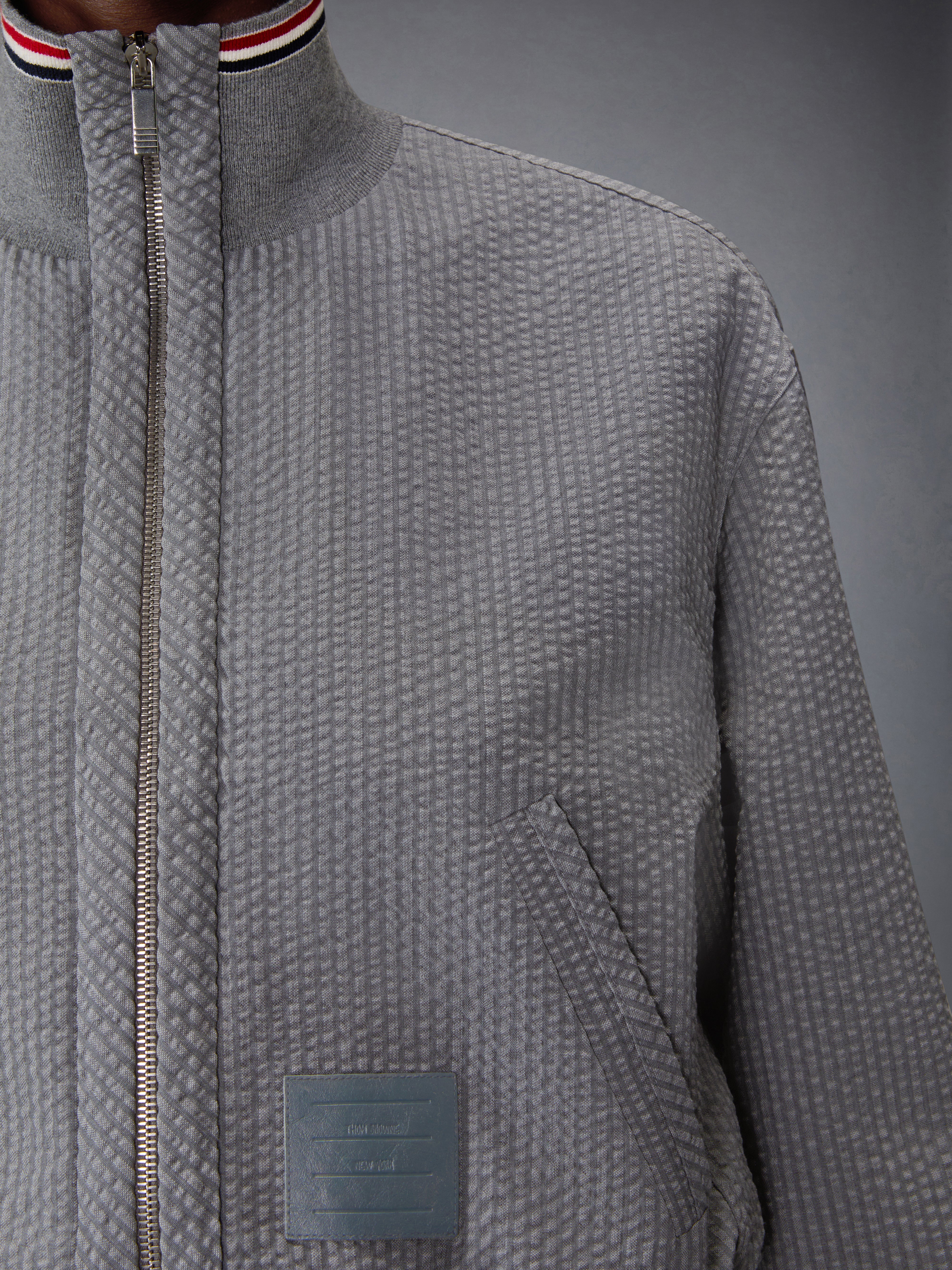 WOOL SEERSUCKER ZIP UP TRACK JACKET - Image 5