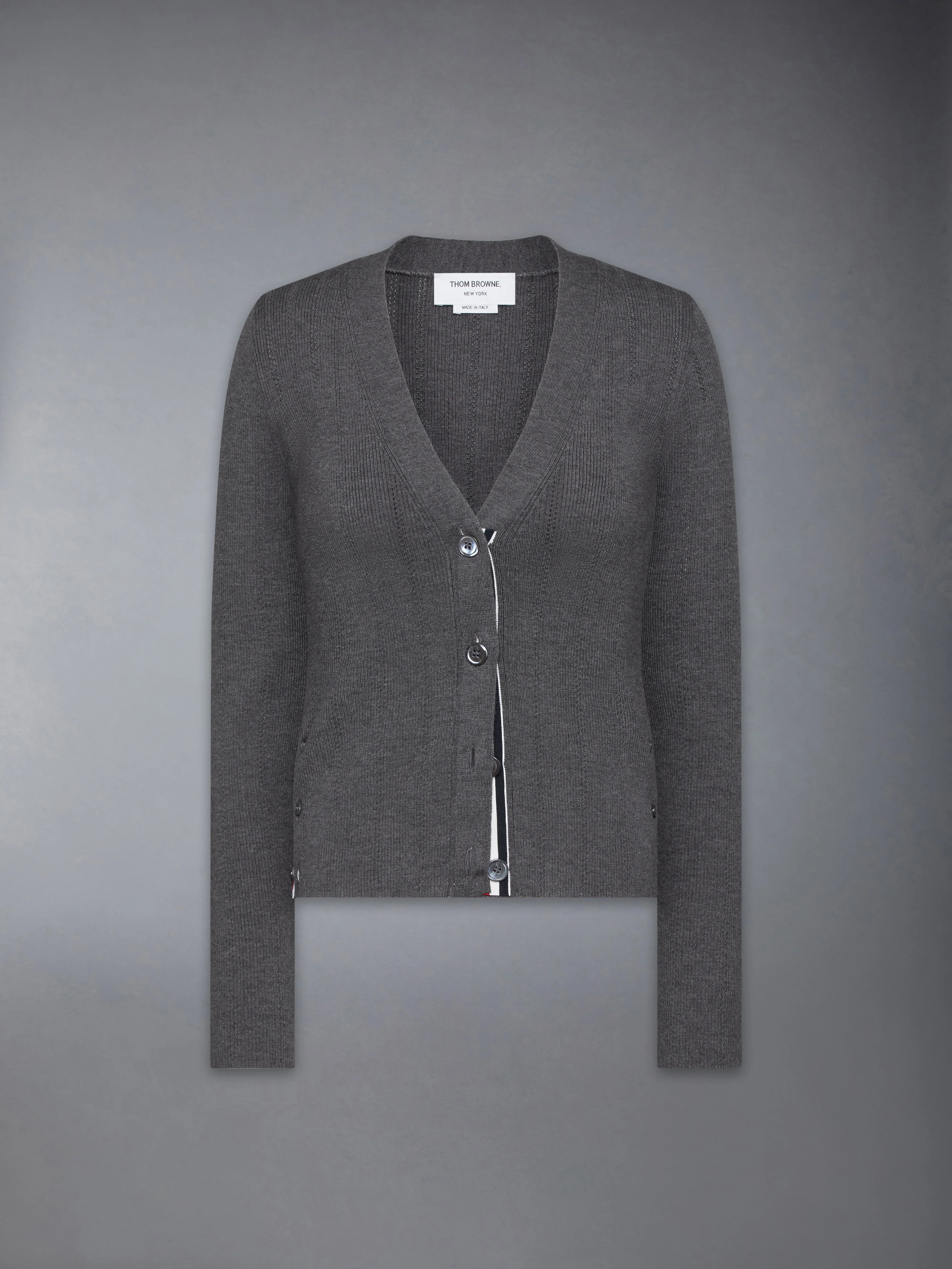 WOOL SILK POINTELLE V NECK CARDIGAN - Image 6